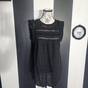 torrid Black Sleeveless Gauze Tunic with Lace Insets